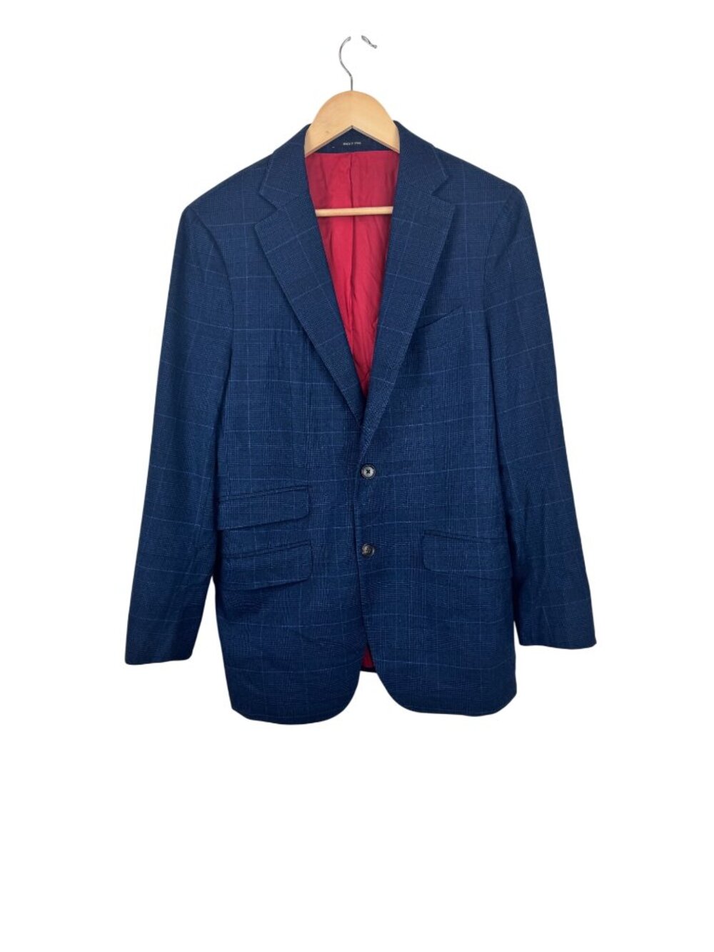 Suitsupply Sienna Slim-Fit Blue Check Wool & Silk Blazer Size 48